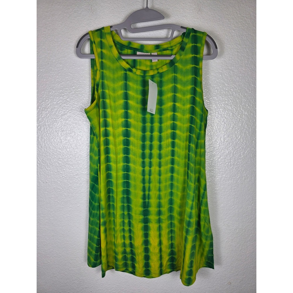 LOGO Layers by Lori Goldstein Green‎ Yellow Tie Dye Tank Top Sleeveless Small